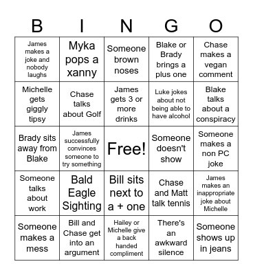 Company Party Bingo Card