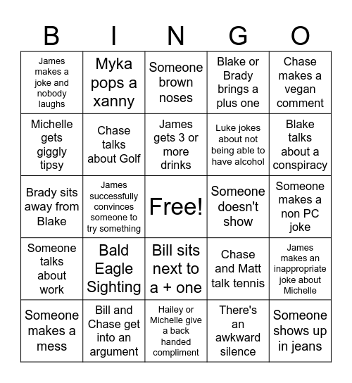 Company Party Bingo Card