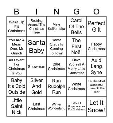 Christmas songs Bingo Card