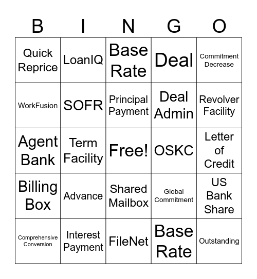 Non-Agent DA Bingo Card