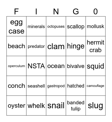 SEA Me Read: Seashell Bingo Card