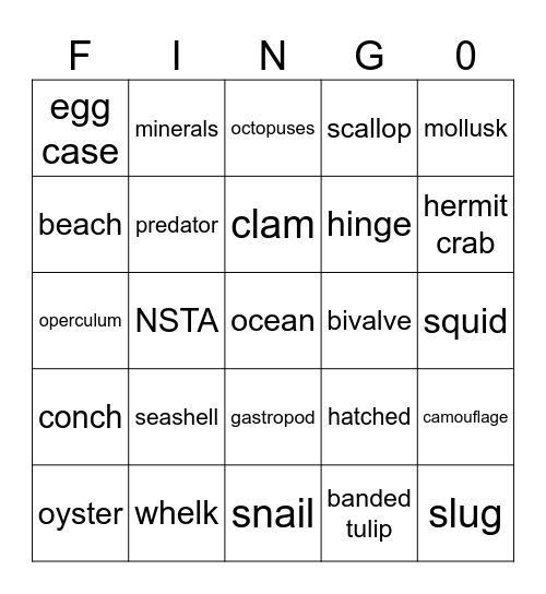 SEA Me Read: Seashell Bingo Card