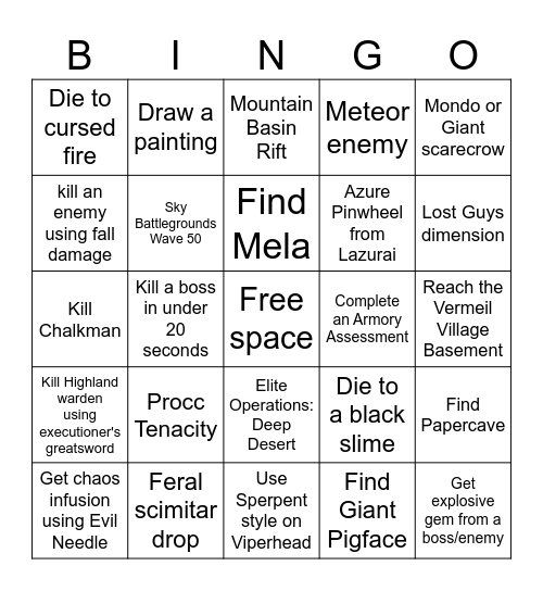 Pie Gram Bingo Card