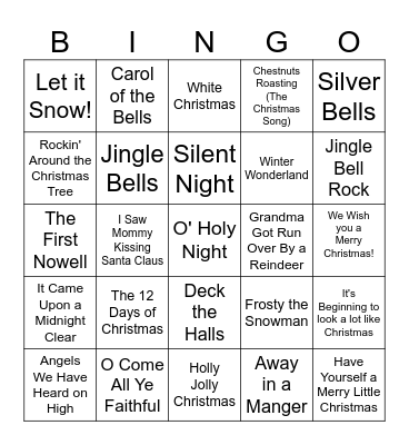 Christmas Carols/Songs Bingo Card