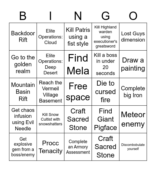 Pie Gram Bingo Card