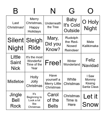 Marvel Holiday Tune Bingo Card