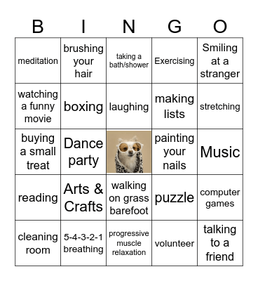 Coping Skills Bingo Card