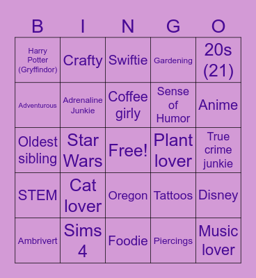 Friendship App Bingo Card