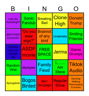 Vocal Stim Compilation Bingo Card