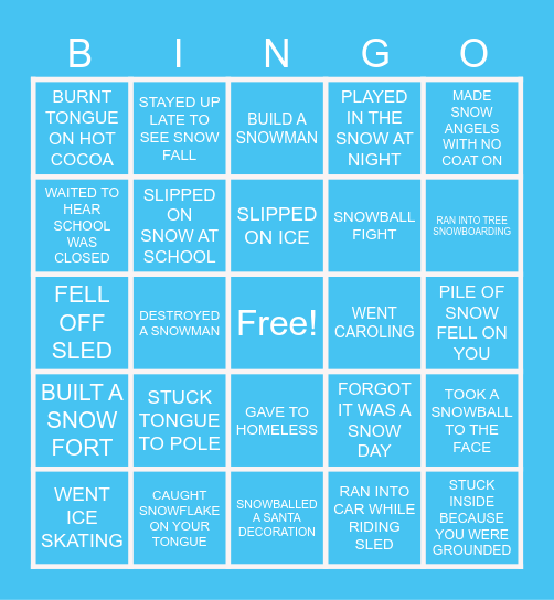 FUNNY WINTER BINGO Card