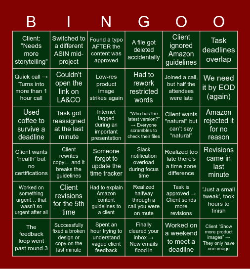 AMZ ADVISERS BINGO Card