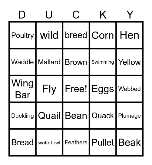 Rubber Ducky BINGO Card