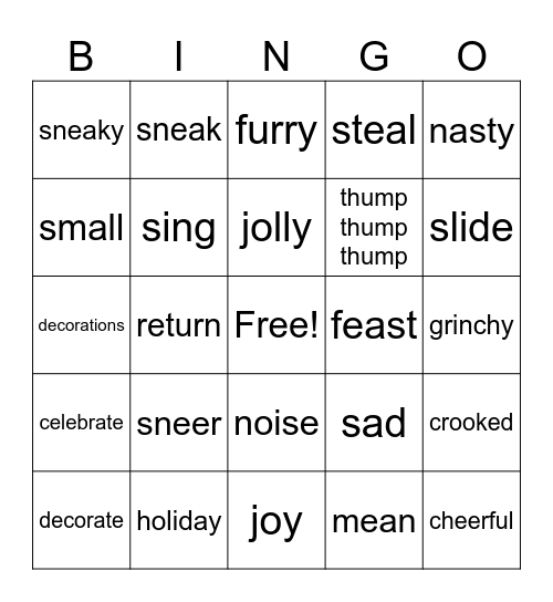 The Grinch Stole Christmas Bingo Card