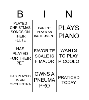 MUSIC Bingo Card