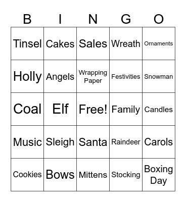 Euna Holiday Bingo Card