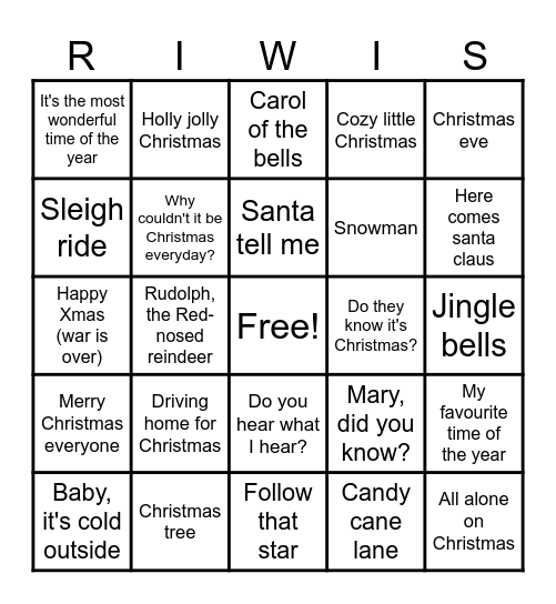 Kerst Bingo Card