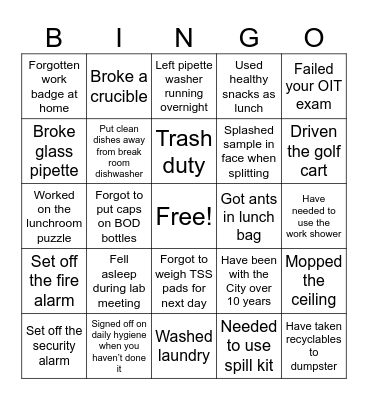 Lab Bingo Card