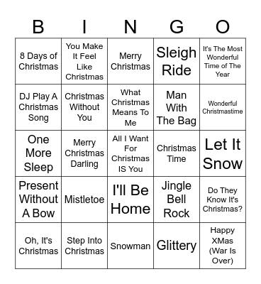 Pop Christmas Bingo Card