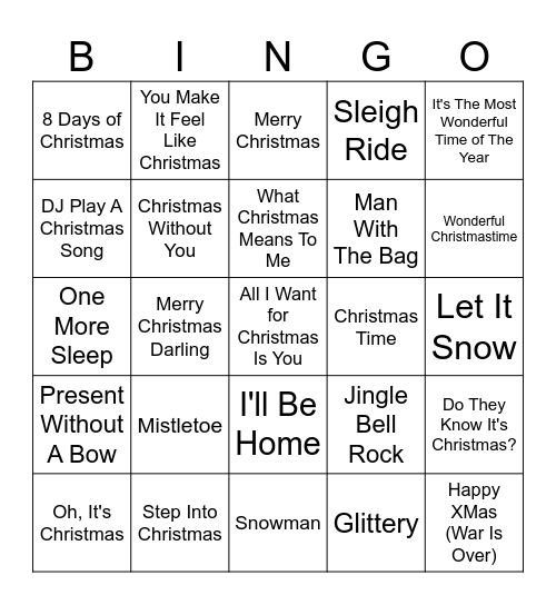 Pop Christmas Bingo Card