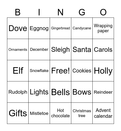 Christmas Bingo! Bingo Card