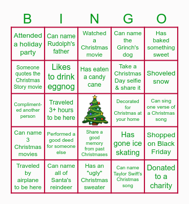 Christmas Season 2024 Bingo Card