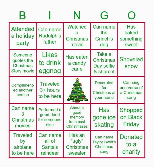 Christmas Season 2024 Bingo Card