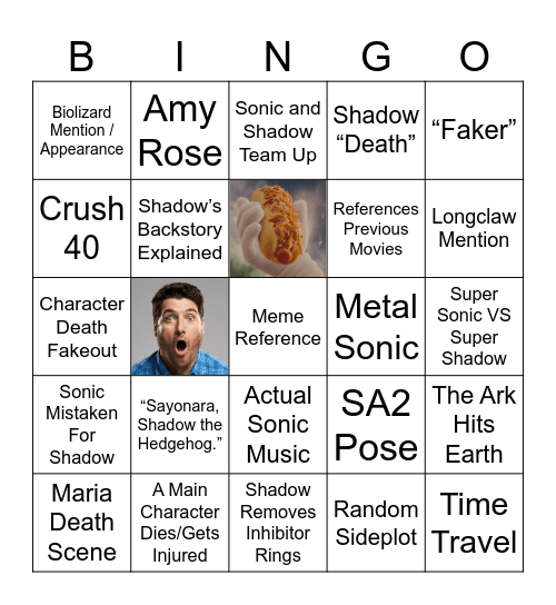 Sonic the Hedgehog 3 Bingo Card