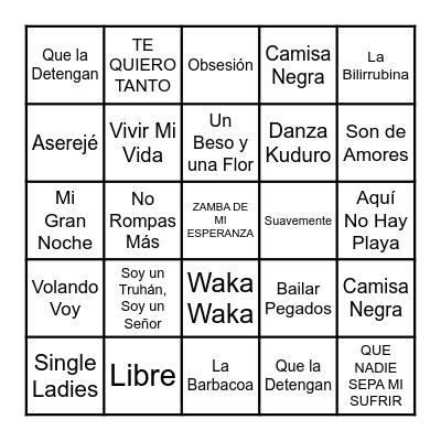 BINGO MUSICAL Bingo Card