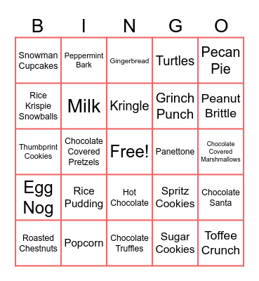 Christmas Treats Bingo Card