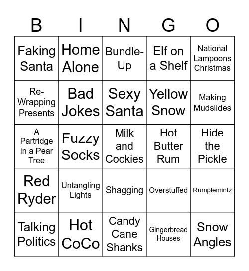 Christmas Traditions Bingo Card