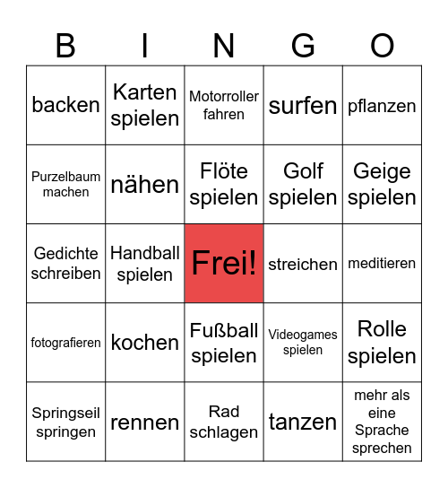 „Können“ Bingo! Bingo Card