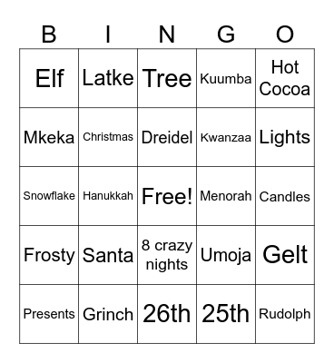 Winter Bingo Card
