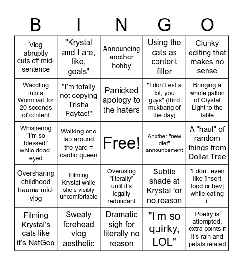 Ambie Krystal Era Bingo Card