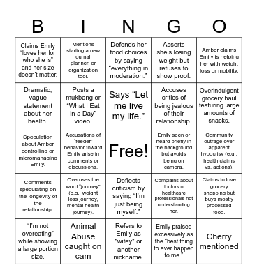 Ambie - Tommy Slommi Era Bingo Card