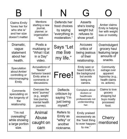 Ambie - Tommy Slommi Era Bingo Card