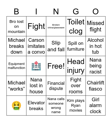 Harris Utah trip Bingo Card