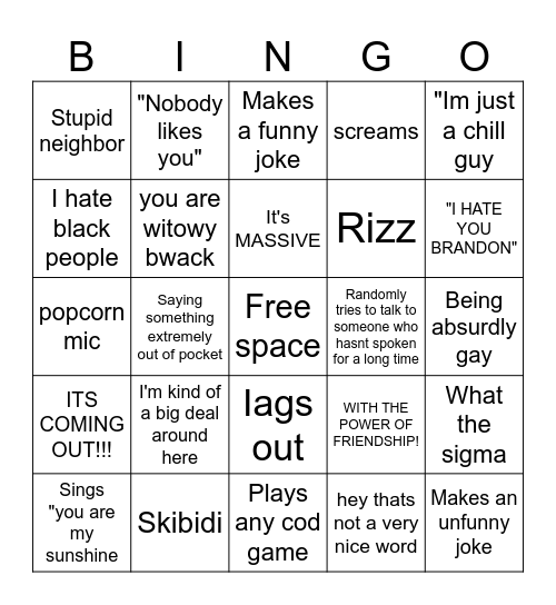 Josh Bingo Card