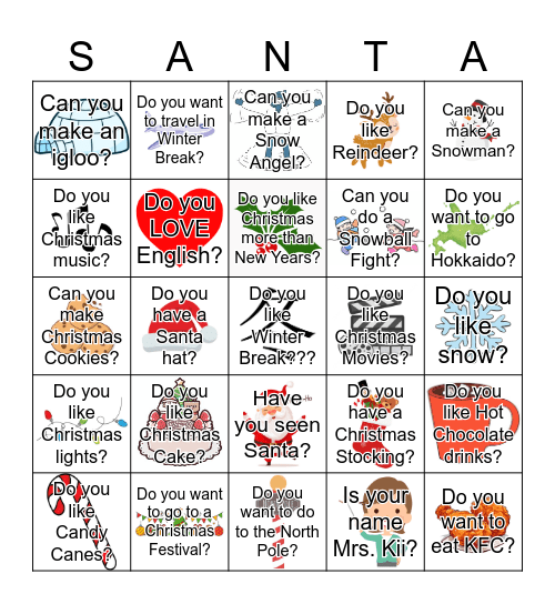 Christmas Bingo! Bingo Card