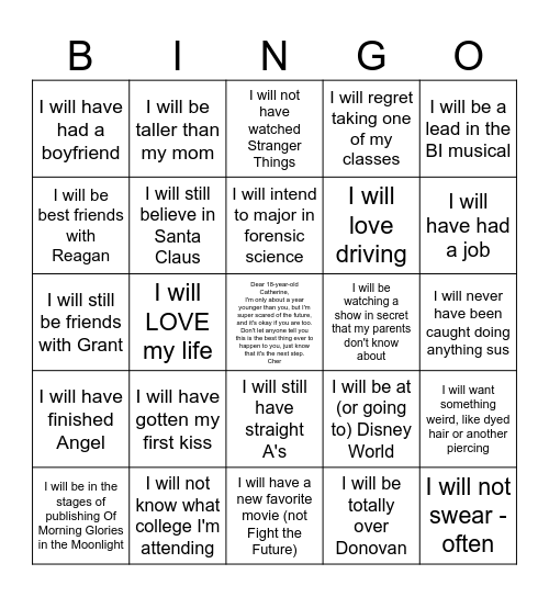 When I Turn 18... Bingo Card