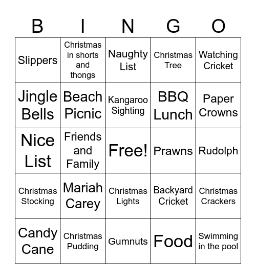 Christmas Bingo Card