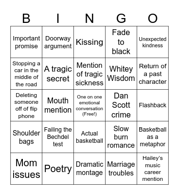 One Tree Hill Bingo! Bingo Card