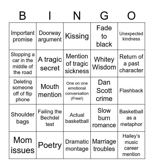 One Tree Hill Bingo! Bingo Card