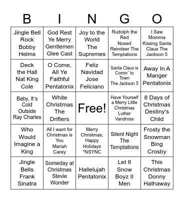 Christmas Songs BINGO- GP Bingo Card