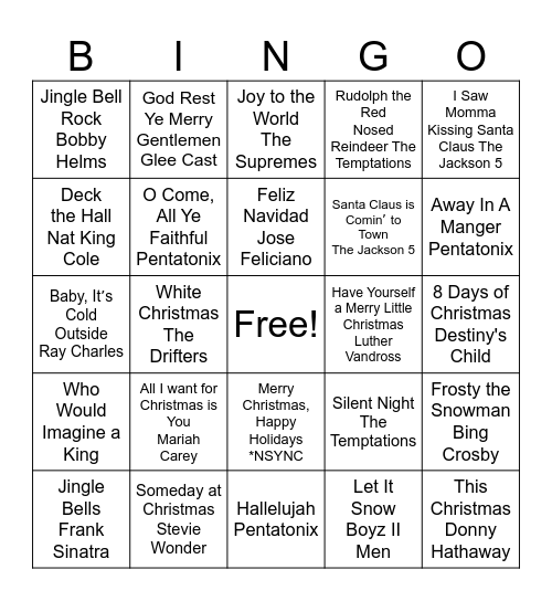 Christmas Songs BINGO- GP Bingo Card