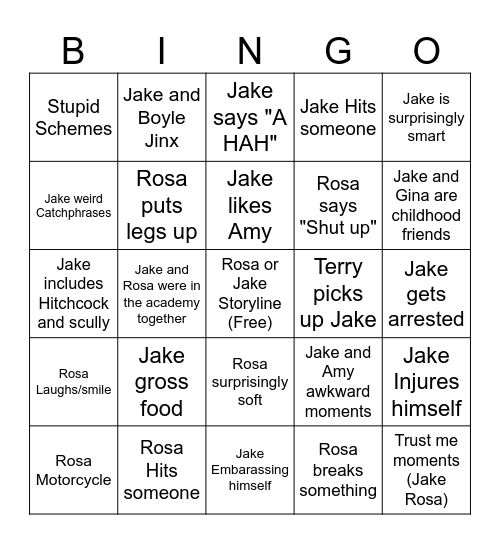 Jake & Rosa Bingo Card