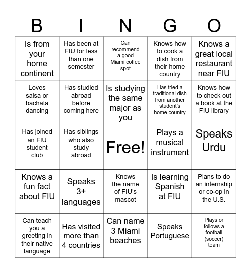 Find Someone Who Bingo Card