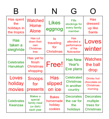 Holiday Bingo Card