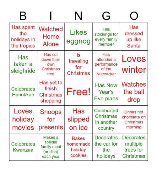 Holiday Bingo Card