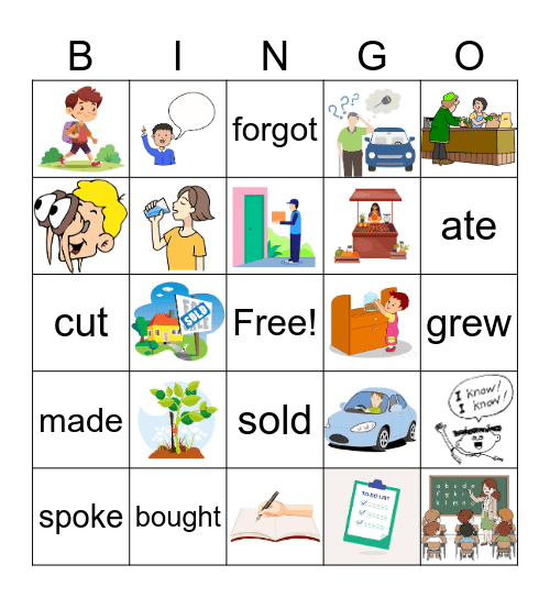 Irregular Past Simple Verbs Bingo Card