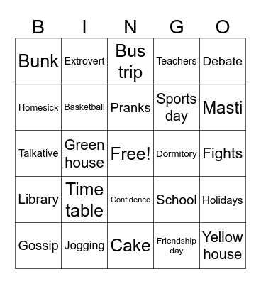 AH Reunion Bingo Card